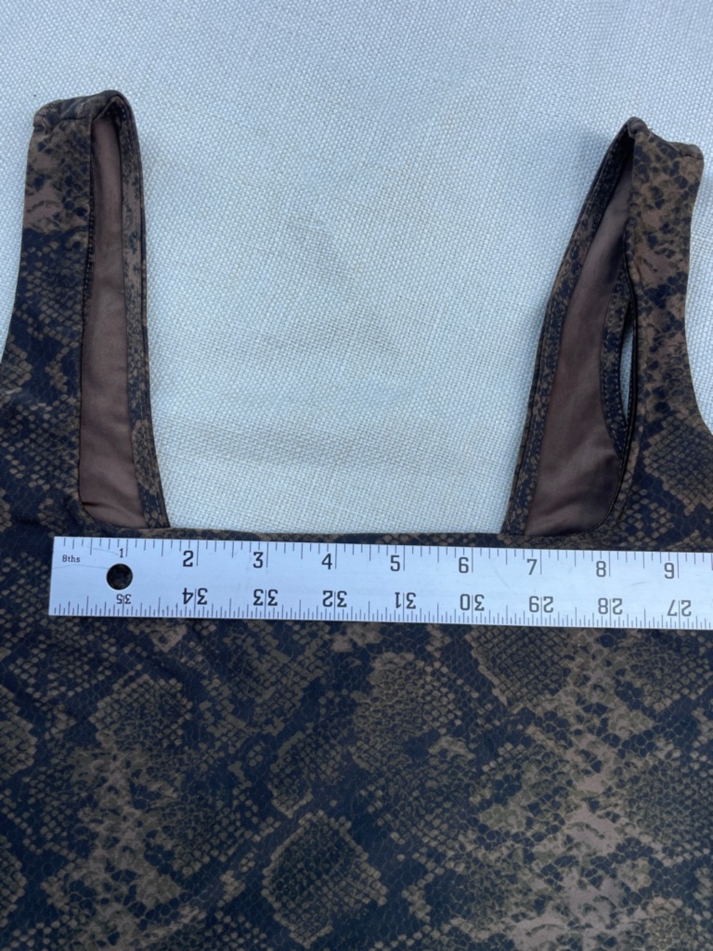 Good American Square Neck Tank bodysuit Brown & Black Snake Print - Picture 7 of 16